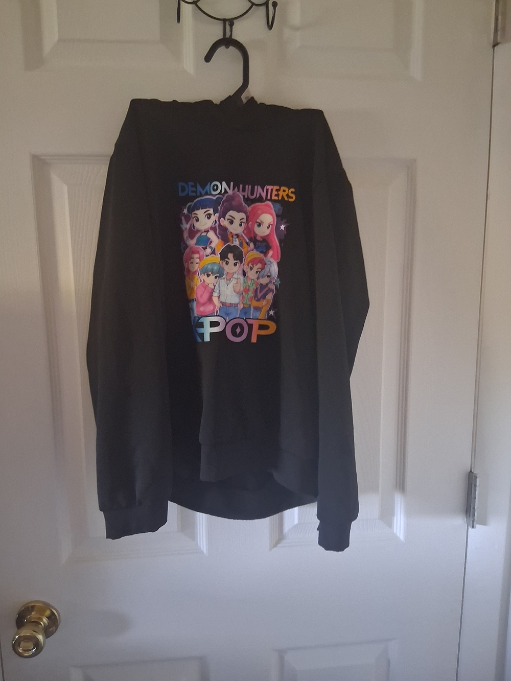 Pop Culture 'Demon Hunters' Black Graphic Hoodie for Kids